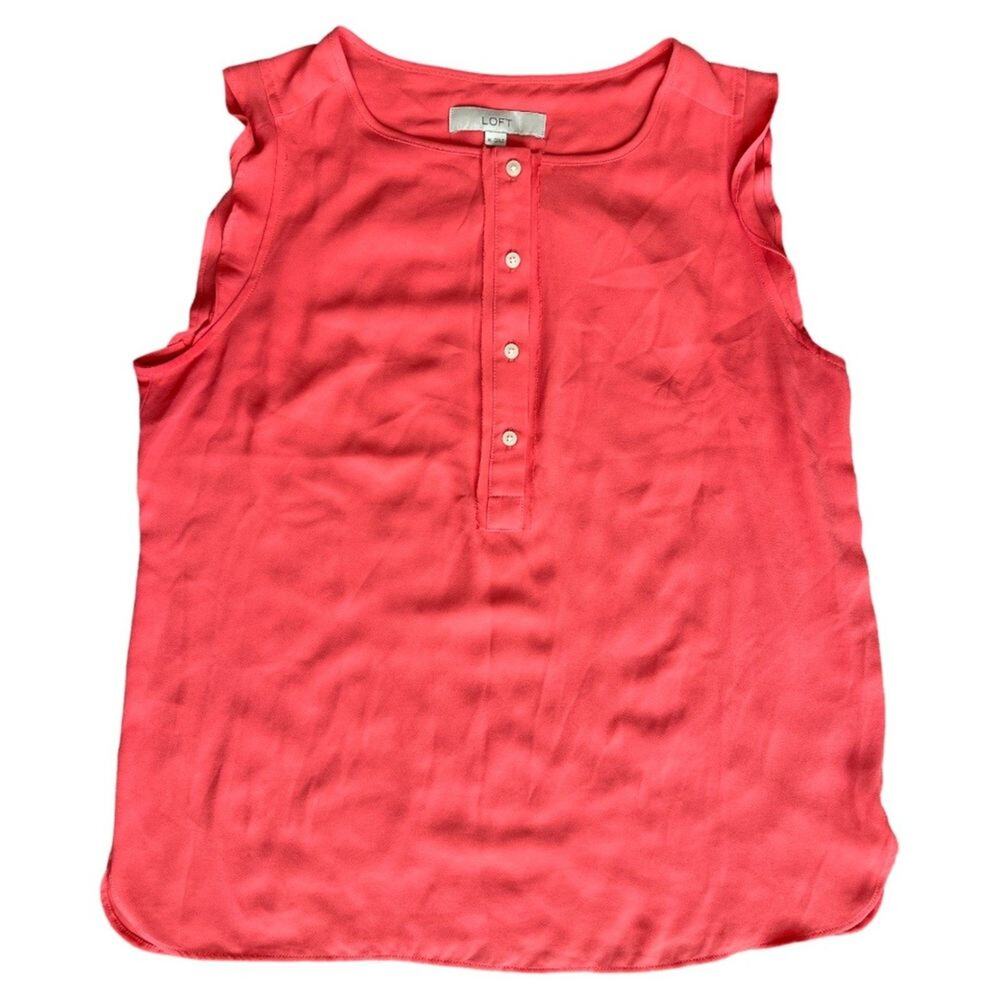 Ann Taylor Loft Orange Boat Neck Sleeveless Top, M